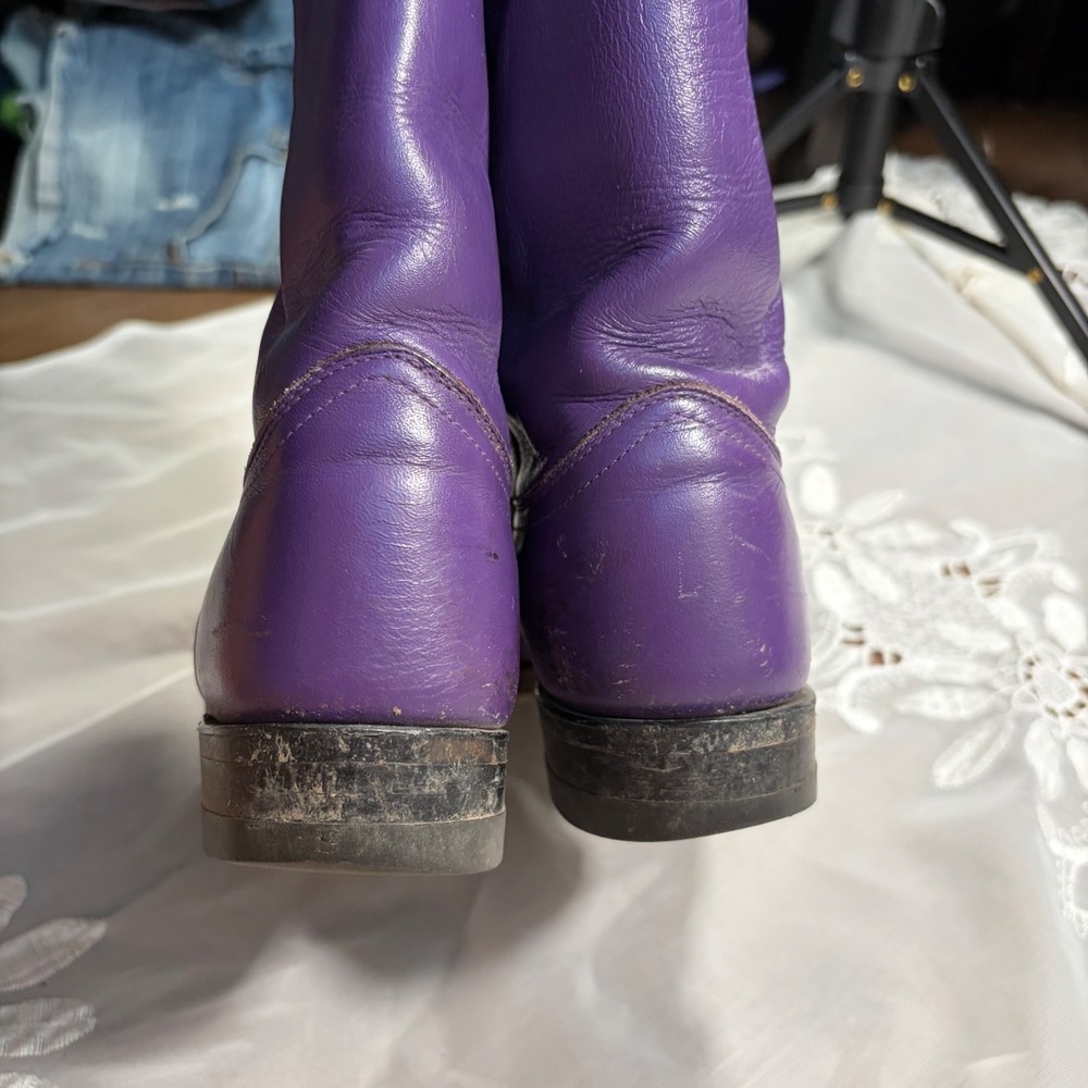 Justin Vintage Purple Leather Roper Cowboy Boots Womens 6 B L3732 USA Made - Picture 5 of 5